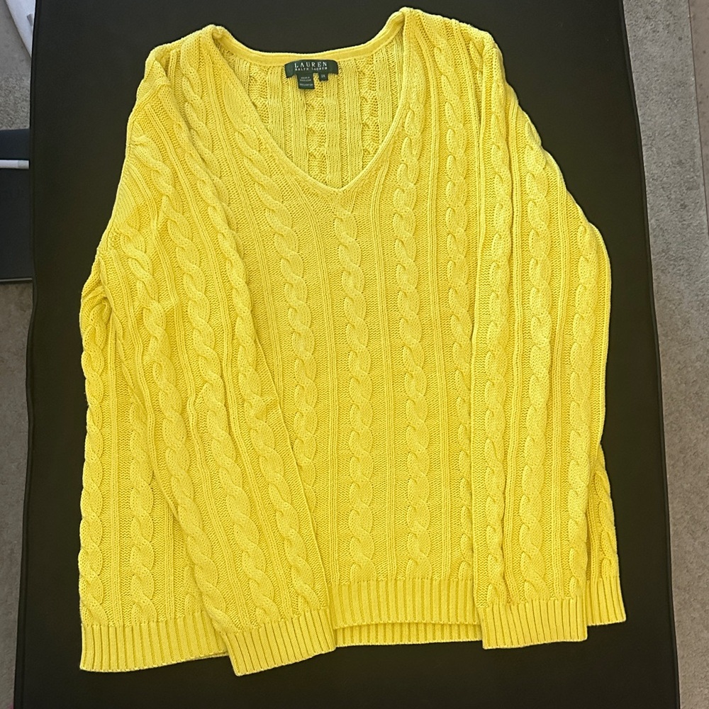 Ralph Lauren V-Neck Sweater in Bright Yellow